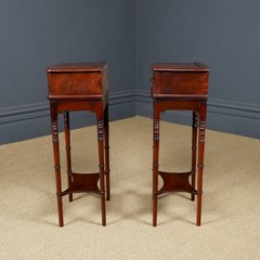 Antique English Victorian Small Pair Mahogany Bedsides Locker Tables Nightstands