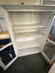 Antique Glass Front Pine Cupboard Or Cabinet