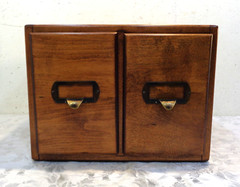Vintage Antique Oak 2 Drawer Dovetail Card Catalog Index File Cabinet Solid!