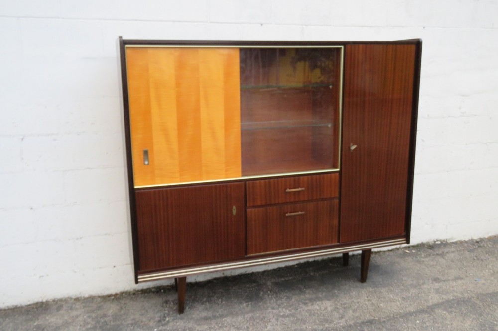 Mid Century Modern Two Tone China Display Storage Cabinet Cupboard 5681