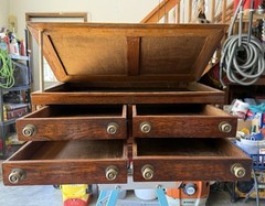 Antique American Clark’s O.N.T. Oak Spool Cabinet /Mercantile Desk, c. 1892 ….