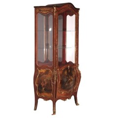 Antique Vernis Martin Decorated Kingwood & Ormolu Bombe Vitrine c1900