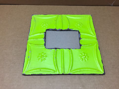 VTG 11″ Sq. Photo 4×6 Tin Ceiling Metal Fresh Green Picture Frame Old 632-26B