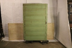 Antique 19th Century Cabinet Light Green Marble-Based Etched Glass Lockable Door