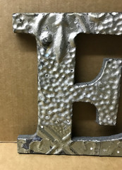Decorative Salvaged Tin Ceiling 8″ Patchwork Shabby Silver Letter E Old 196-26B
