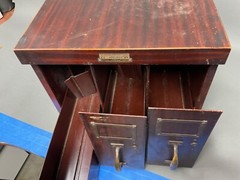 Antique Utility 3 Drawers Card File Cabinet Metal Wood Grain Allsteel Co.