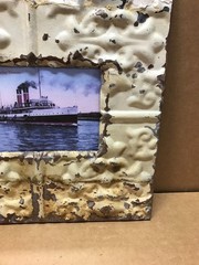 VTG 11″ Sq. Photo 4×6 Tin Ceiling Metal Shabby Mocha Picture Frame Old 634-26B