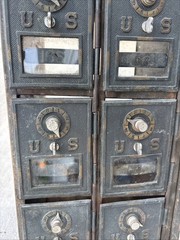 Antique Post Office Boxes Metal Cabinet Vintage United States P.O. Box 16 Door