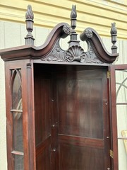 67132 Antique Victorian Mahogany Corner China Cabinet Curio
