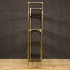 Bookshelf in gold metal faux bamboo etagere vintage 4 shelves glass furniture