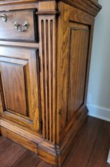 Vintage Oak China hutch cabinet by Hickory Chair Co. Custom built & finish