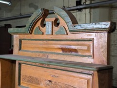 Antique Hoosier Cabinet, Kitchen Drawers, Rustic Pine, Knotted Wood, Iron Hinges
