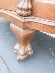 Late 1800s Large Tall Tiger Oak Leaded Stain Glass Curio Cabinet Cupboard 6573