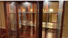Vintage Ethan Allen Lighted Mahogany Breakfront China Cabinet