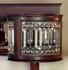 Antique Victorian Jeweled & Beveled Leaded Glass Back Cupboard – 1890s #22467