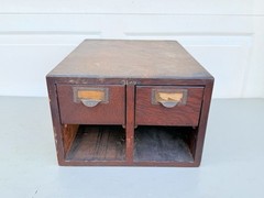 Antique Globe Wooden Index Card Catalog File Cabinet Oak 4 Drawer