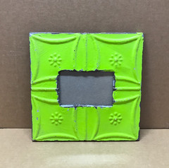 VTG 11″ Sq. Photo 4×6 Tin Ceiling Metal Fresh Green Picture Frame Old 632-26B