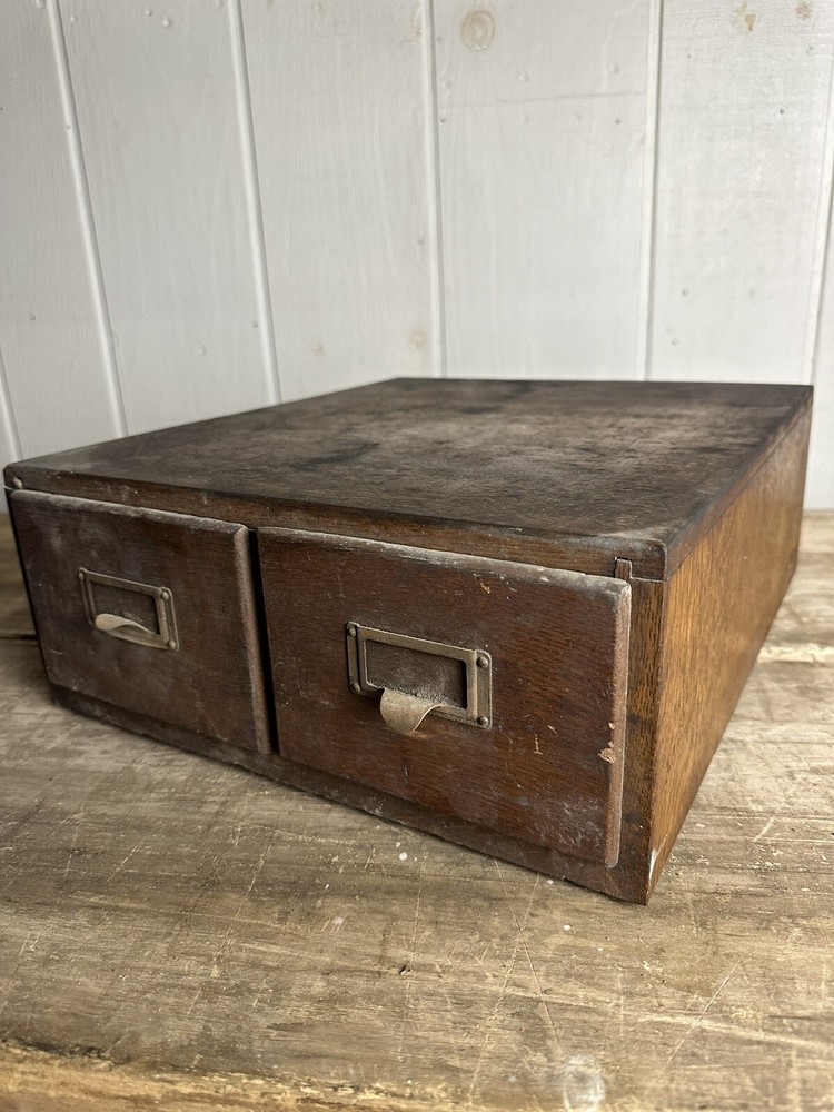 1900s Shaw Walker Drawer Oak Wood Card Catalog Cabinet Industrial Office Study