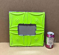 VTG 11″ Sq. Photo 4×6 Tin Ceiling Metal Fresh Green Picture Frame Old 632-26B