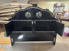 Korean Black Lacquer Mother of Pearl Cabinet Headboard
