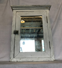 Antique VTG Shabby White 22×28 Wood Medicine Cabinet Mirror Chic VTG 1243-26B