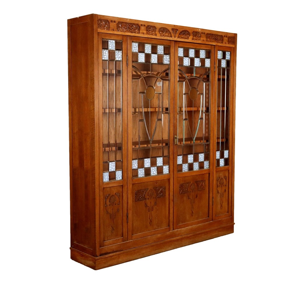 Antique Cupboard Art Nouveau Oak Italy Early XX Century Original
