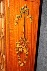 Rare Satinwood Vernis Martin Paint Decorated Adams Style Vitrine China Cabinet