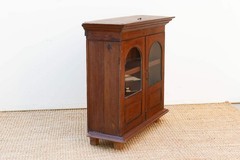 Antique Colonial Lift-Top Glass Malabar Cabinet