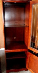 Contemporary Mahogany-Stained Empire Style Illuminated Display Cabinet Unit Pair