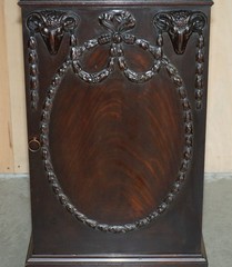 A PAIR OF ANTIQUE REGENCY ADAM REVIVAL FLAMED MAHOGANY PEDESTALS SIDE CABINETS