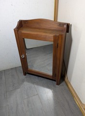 Vintage Rustic Country Wood Wall Medicine Apothecary Cabinet Shelf Mirror Door