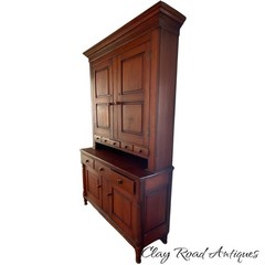 Antique Sheraton Dutch cupboard step back raised panel 8 drawers country farm