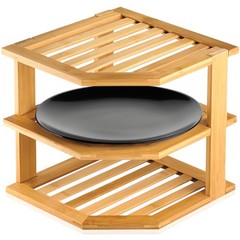 RoyalHouse Bamboo 3-Tier Corner Shelf Organizer for Bamboo, Natural