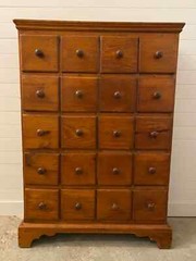 Rustic Antique 19th c. American Pine Apothecary or Spice Chest