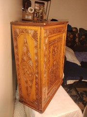 Fab Antique Arts & Crafts Wood Dutch Wall Cabinet Intricate Hd/Carved MUST SEE