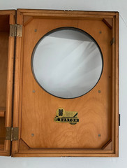 Art Deco Barber Shop Cabinet Circle Glass Birdseye Maple Burton Chicago 1930s