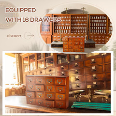 16 Drawers Apothecary Cabinet Library Card Catalog Cabinet Tabletop Vintage Apot