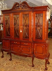 Very Nice Mahogany Chippendale Style China Cabinet Bookcase Breakfront
