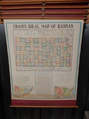 Vintage Cram Pull Down School Maps Set of 8 Wall Rack Mid Century Classroom Deco
