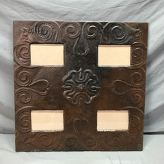 Decorative Salvaged 23″ SQ. Tin Ceiling Wrapped Quad Picture Frame Old 1062-25B