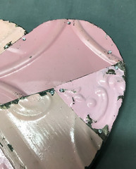 Decorative Salvage Pink Tin Ceiling 8″ Patchwork Metal VTG Heart Old 142-25B