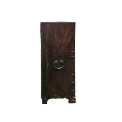 Asian Pattern Brown Black Hardware Drawers Accent Storage Cabinet GB319