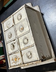 Antique 8 Drawer Spice Cabinet Wall Mount Primitive Vtg Old Paint Farm House