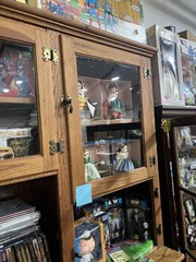 c1890 oak upright Hoosier style display cabinet 72” w 84.5h x 18 & 13” deep