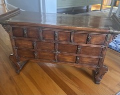 VTG Chinese Asian Medicine Jewelry Apothecary Wood Under The Window Table