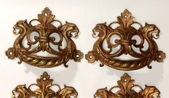 INCREDIBLE SET FOUR 18th 19thC NEOCLASSICAL GILT METAL CHEST of DRAWER HANDLES