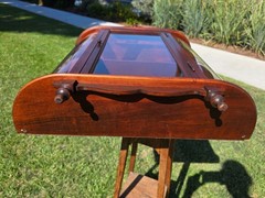 Vintage Federal Style Curved Glass Wall Curio Cabinet Mirror Back Display Case