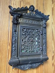 Antique Renaissance Style Wall Safe Bronze Wall Mount Cabinet Lock Box Lions