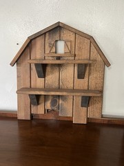 VTG Handcrafted Wood Barn Shaped Shadow Box Display Hanging 23” 2 Tier Curio
