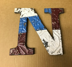 Decorative Salvaged Tin Ceiling 8″ Patchwork Mix Color Letter N Metal 160-26B
